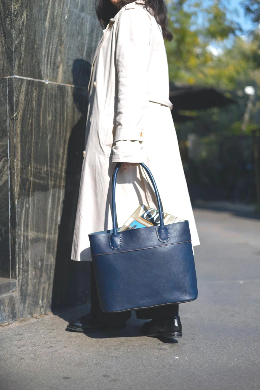 Aigin Milano Handmade Tote Borsa Pelle Miele Divisorio