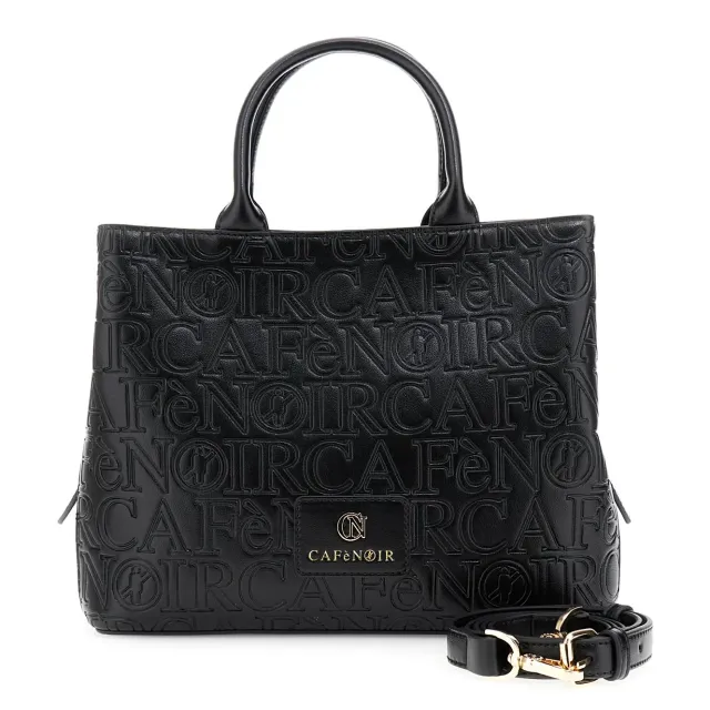 CafèNoir Borsa Nera Effetto Pelle Logo All Over Zip