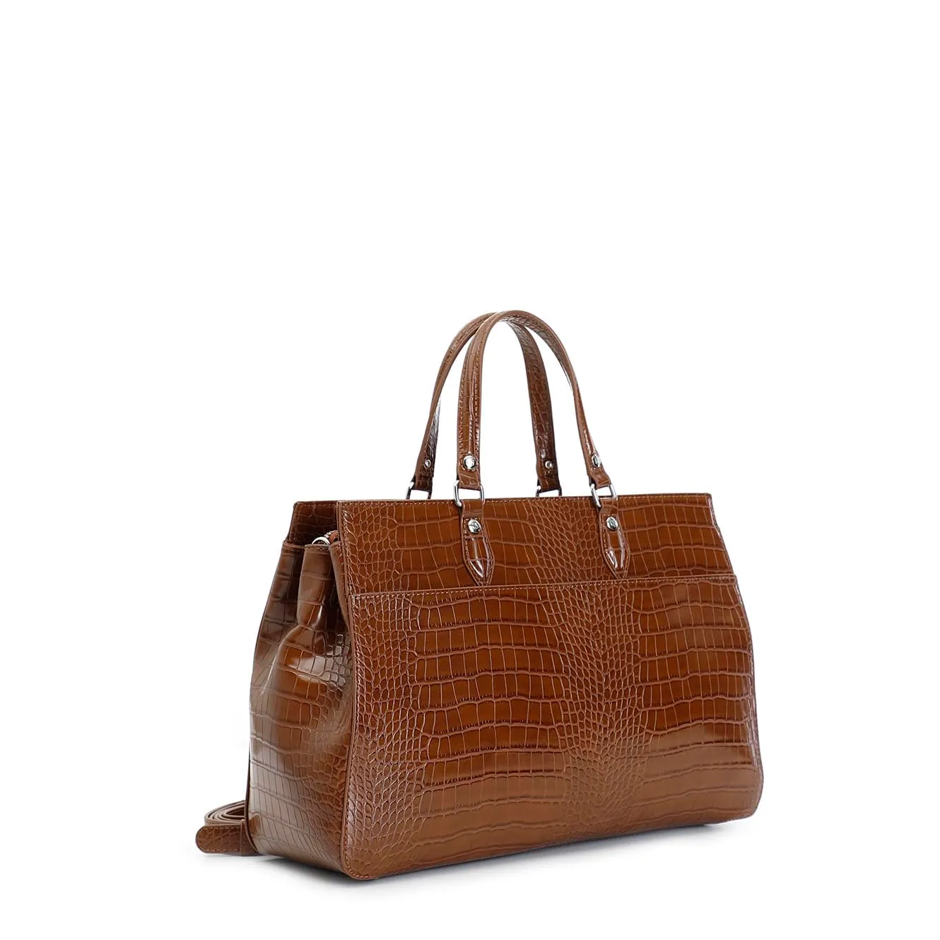 CafèNoir Tote Stampa Coccodrillo Marrone Tracolla Shopping