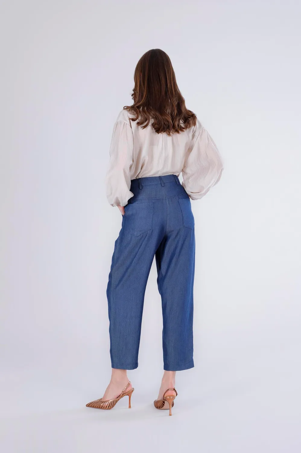 CafèNoir Cocoon Tencel Denim pantaloni donna indaco
