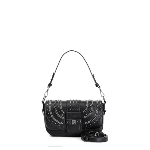 CafèNoir Borsa a Spalla Borchie Nera con Catene