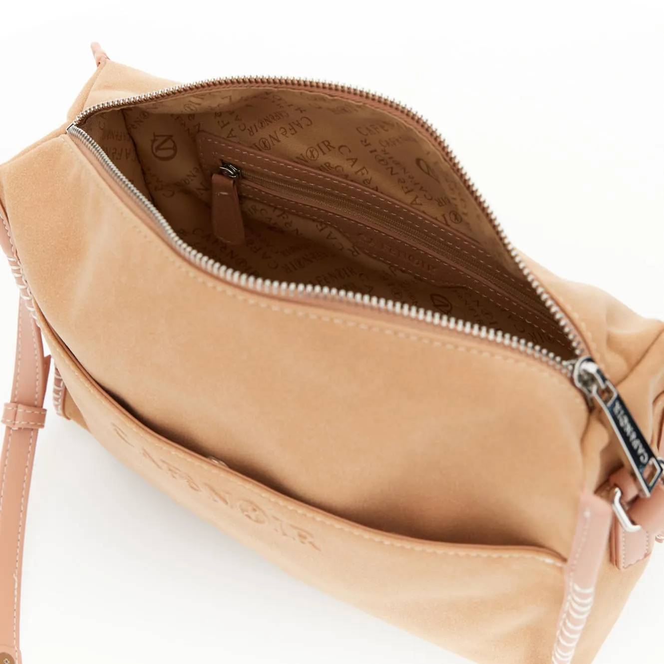 CafèNoir Borsa a Tracolla Effetto Camoscio Pesca con Tasca