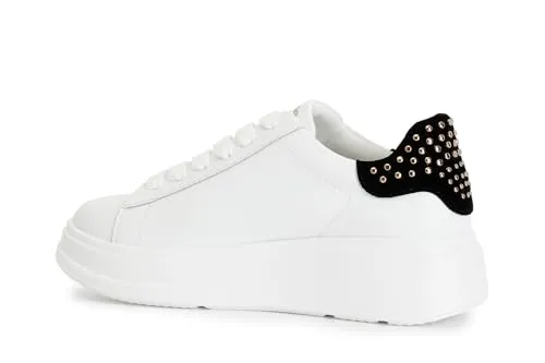 CafèNoir Sneakers Donna Pelle Bianco/Nero Tallone Laminato