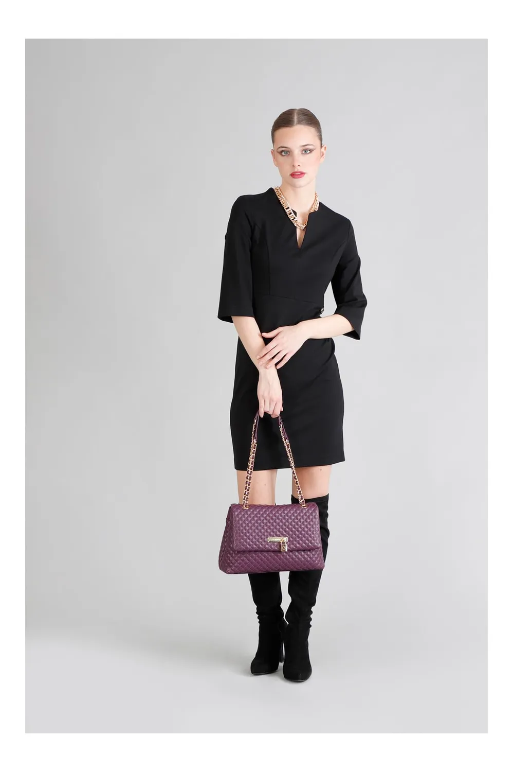 CafèNoir Borsa a Spalla Trapuntata Rombo Viola