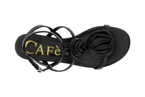 CafèNoir Laccio Caviglia Fiori Sandali Neri 36 EU