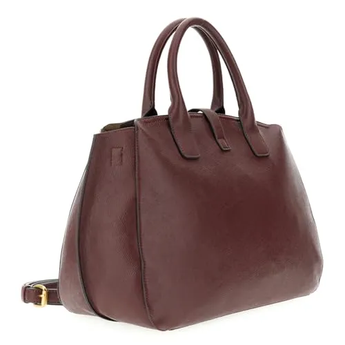 CafèNoir Borsa a Mano Saffiano Tasca Applicata Bordeaux