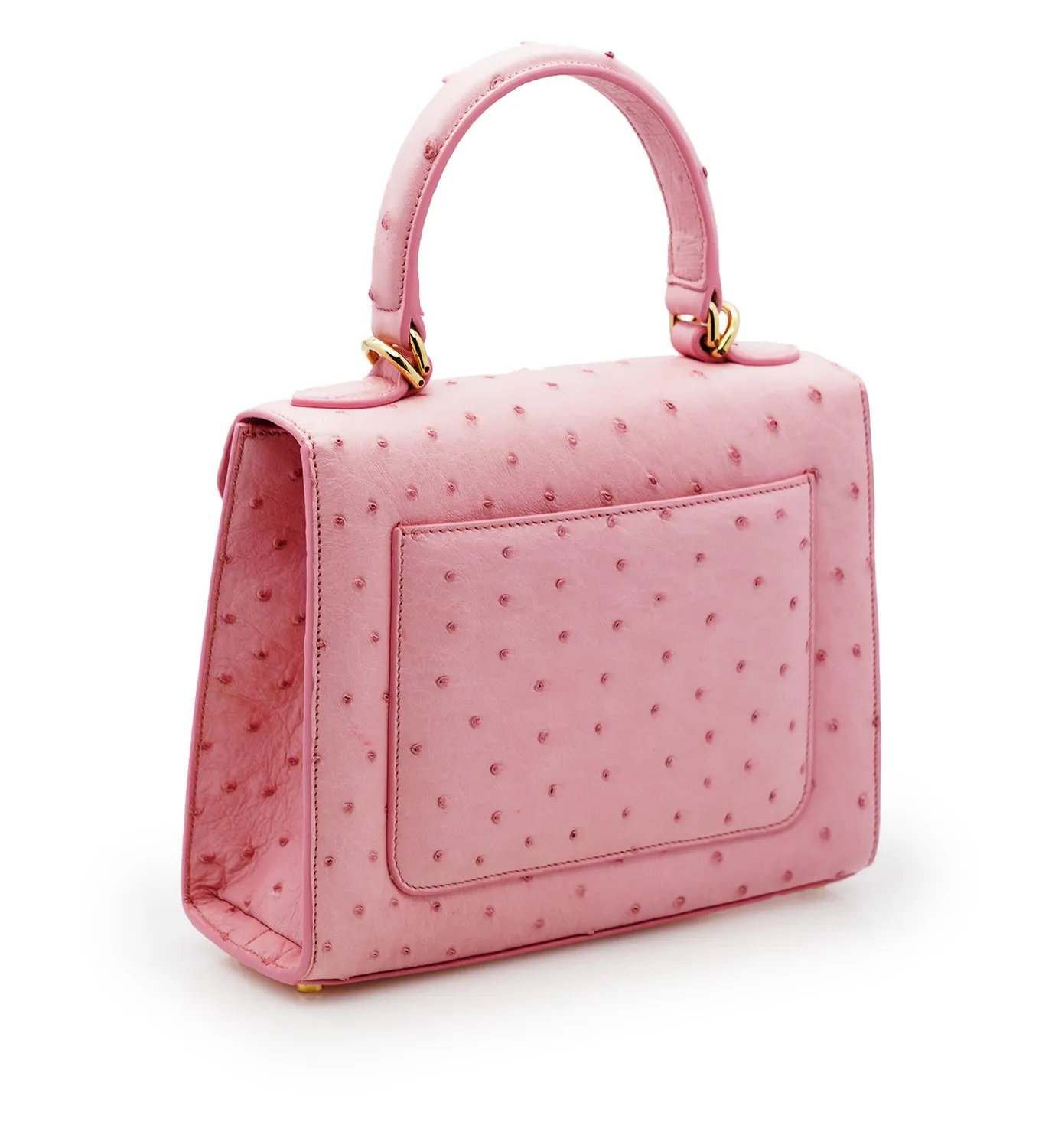Cardinal Milano First Lady Pink Ostrich Borsa a Mano Rosa Struzzo