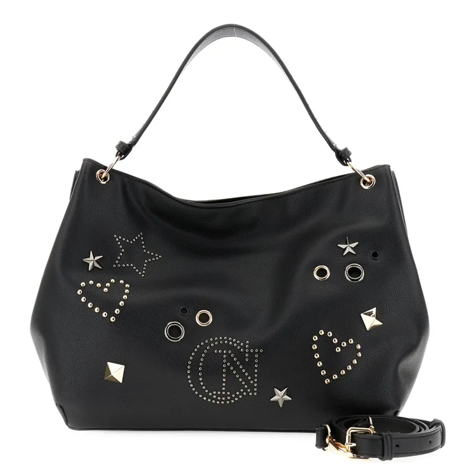CafèNoir Borsa a Spalla Nera Borchie e Rivetti