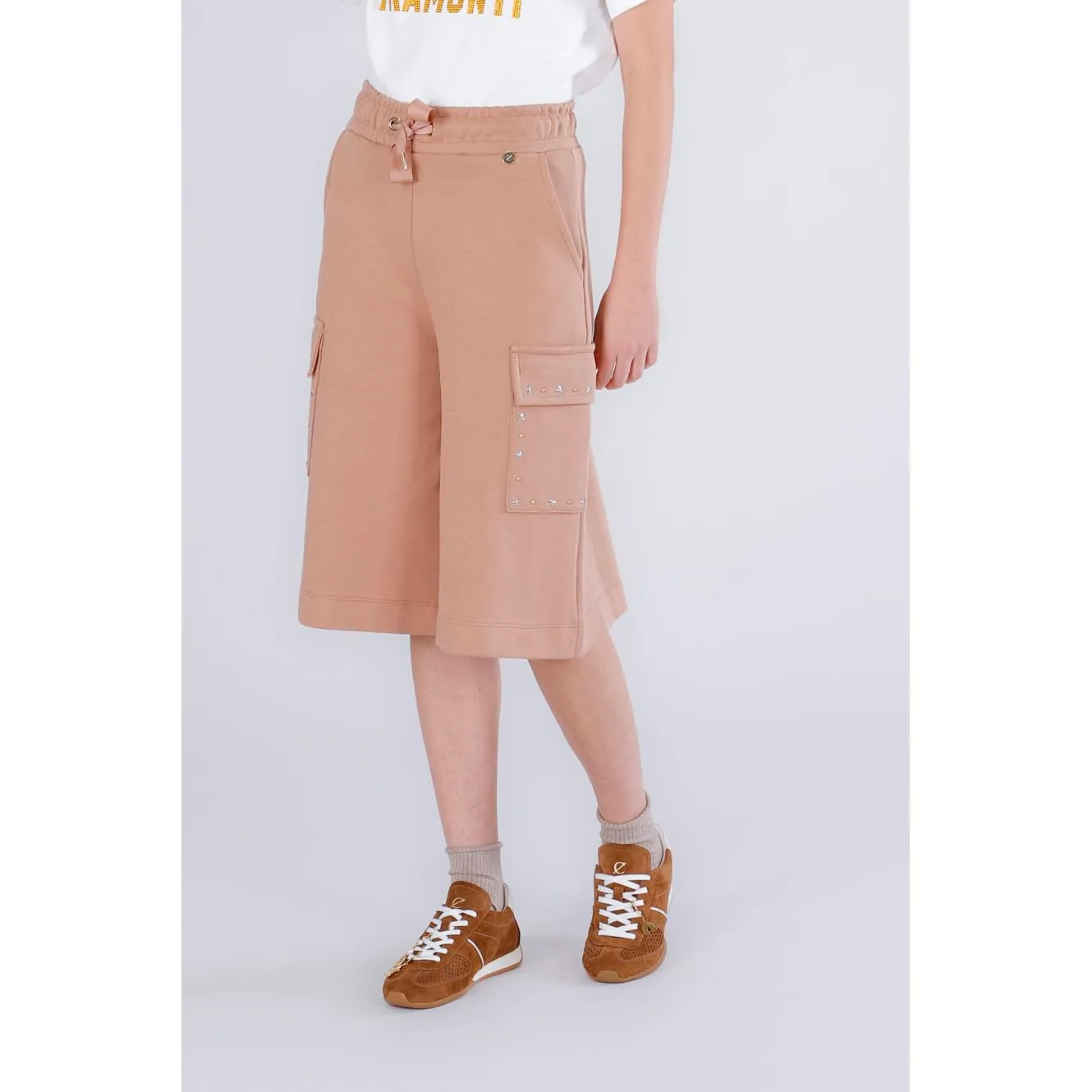 CafèNoir Bermuda in Felpa con Tasconi Pantaloni S Caramello
