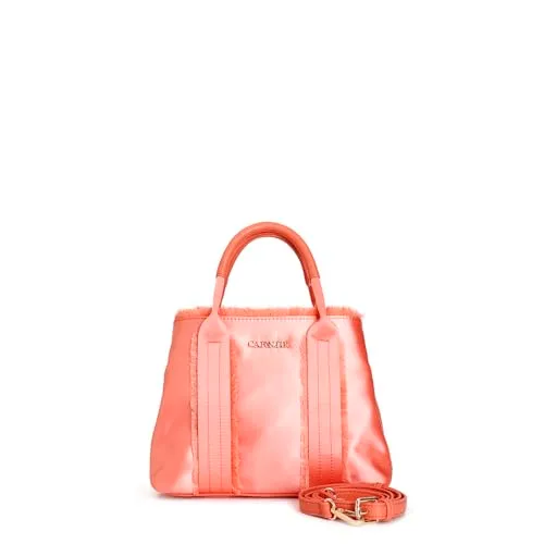 CafèNoir Tote Satin Corallo Sfrangiature Tracolla