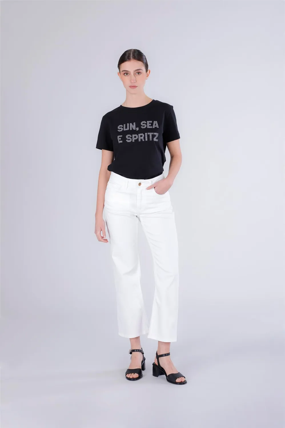 CafèNoir Jeans Bootcut Donna Off White Bull Denim
