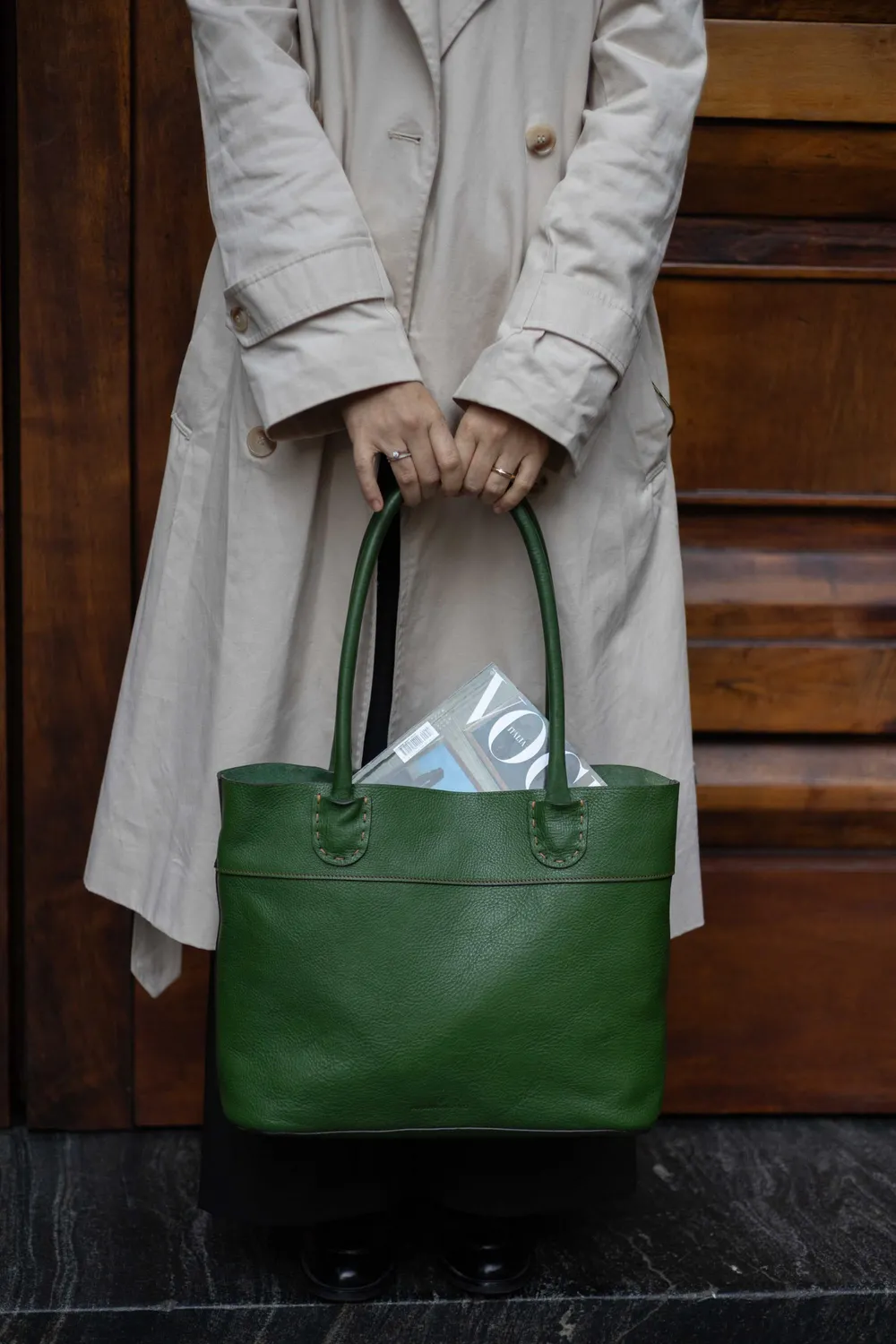 Aigin Milano Handmade Tote Borsa Pelle Miele da Spalla