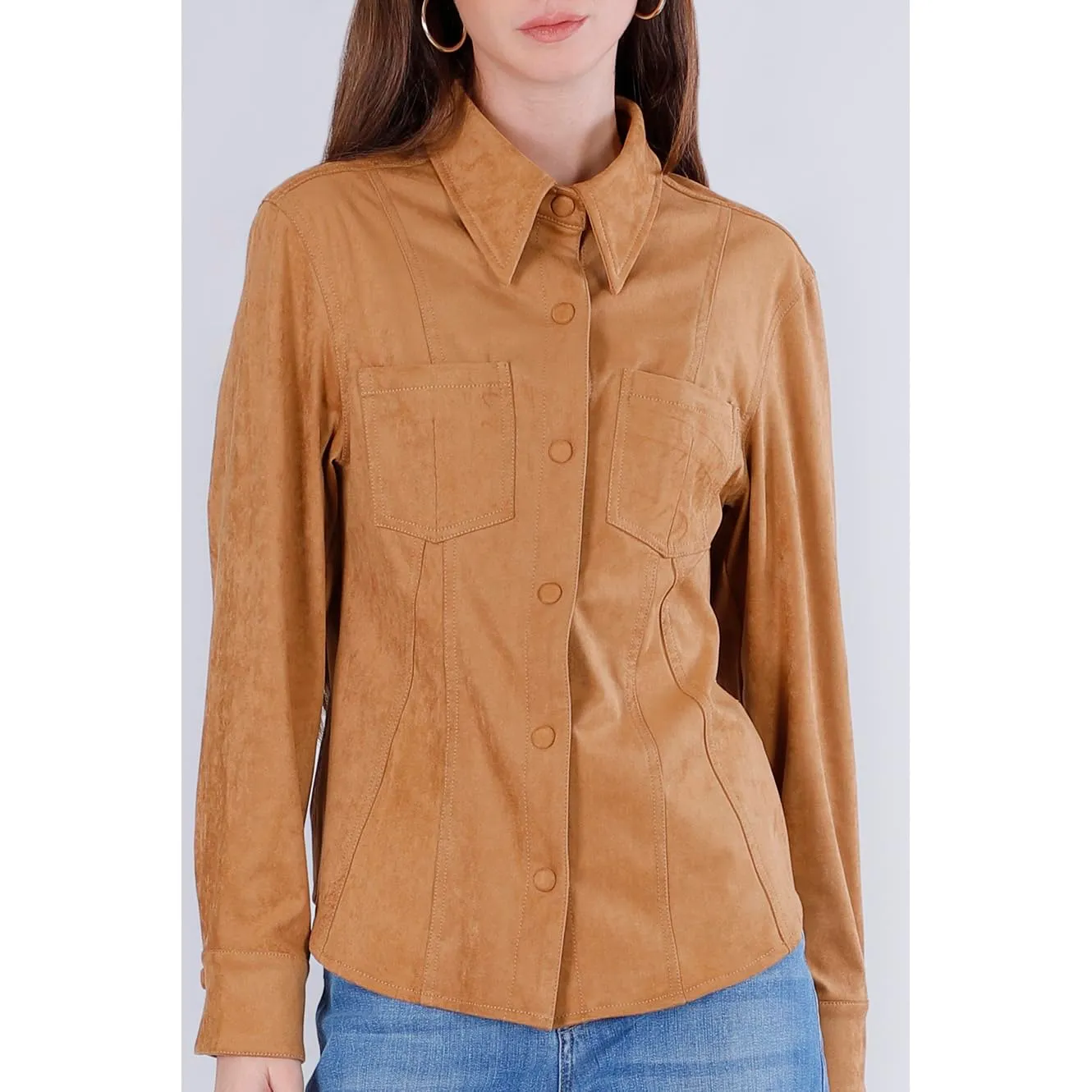 CafèNoir Camicia Ecosuede Avvitata Tabacco Donna S