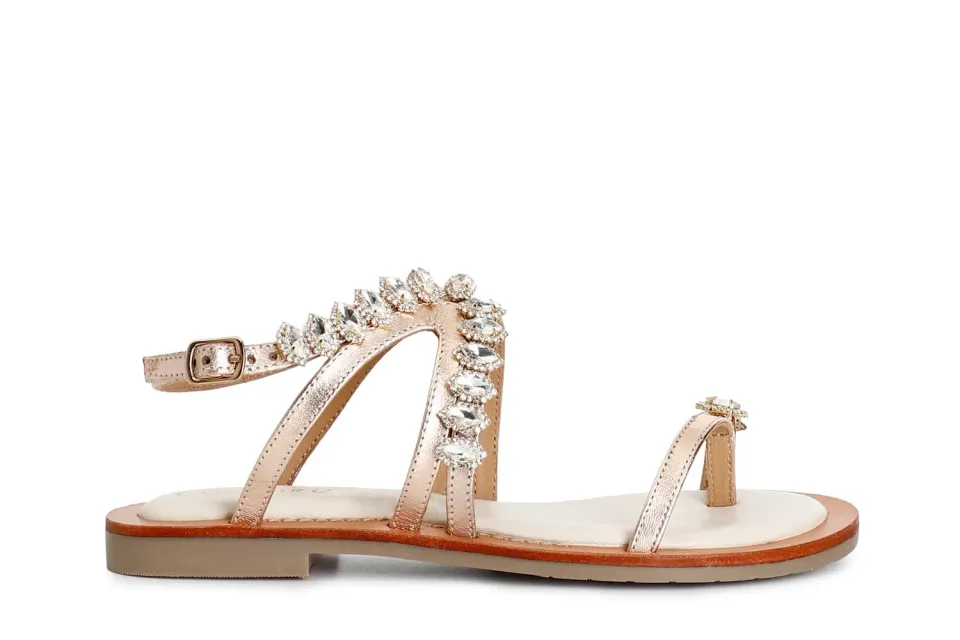 CafèNoir infradito pelle oro rosa strass 39