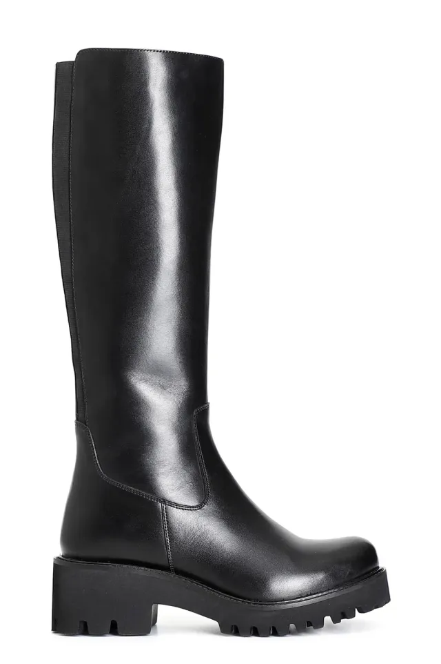 CafèNoir Stivale Donna in Pelle Nero Tacco 50 mm