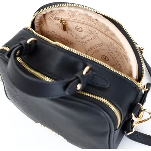 CafèNoir Camera Bag Donna Nera Saffiano Doppia Zip