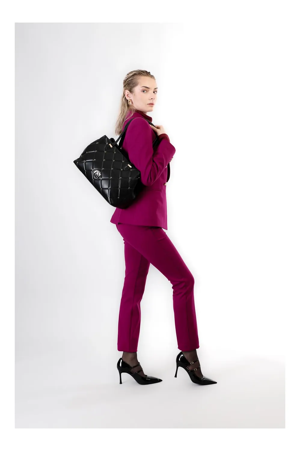CafèNoir Tote Trapuntata Nera Rombi Rivetti