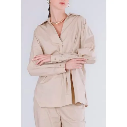 CafèNoir Blusa Over Piega Davanti Sabbia S
