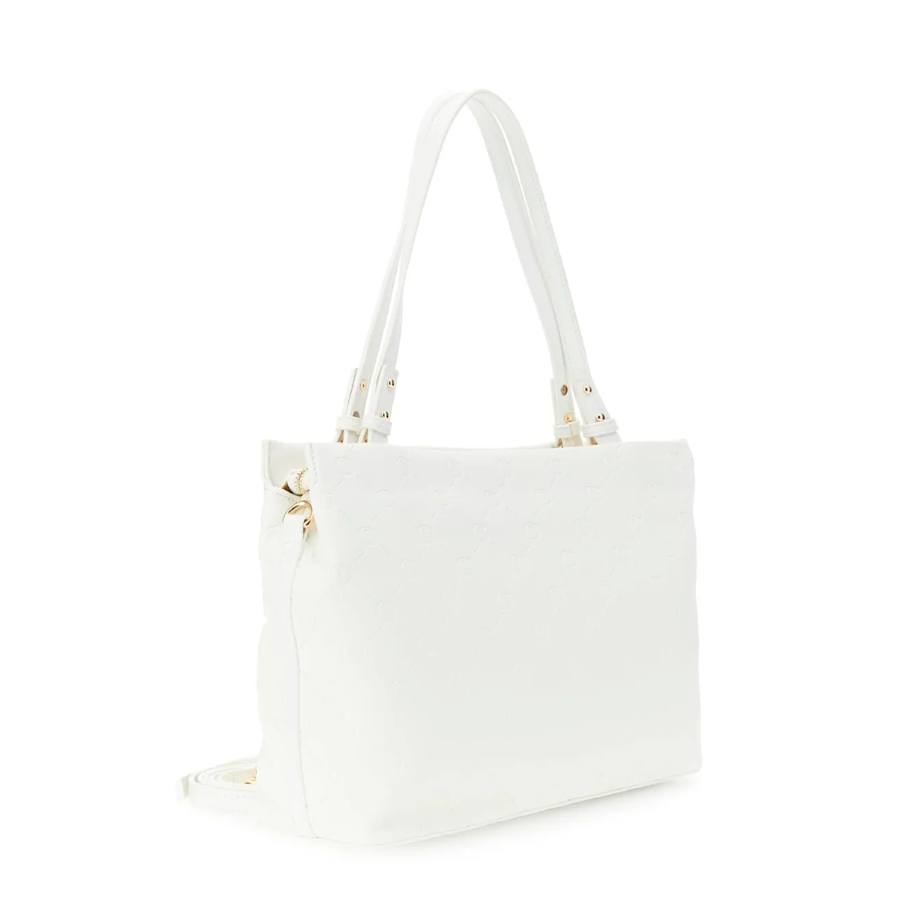 CafèNoir Monogram Embossed Shopping Bag Bianca Tracolla