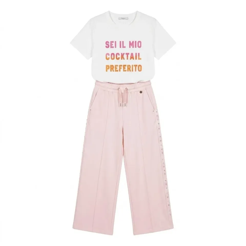 CafèNoir T-Shirt Cocktail Preferito Strass Off White S