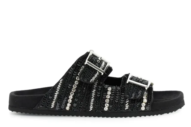 CafèNoir Ciabatta Donna Nero Doppia Fibbia Strass 39