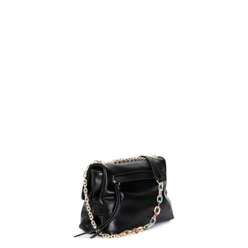 CafèNoir Pattina Catena Smaltata Borsa a Tracolla Nera