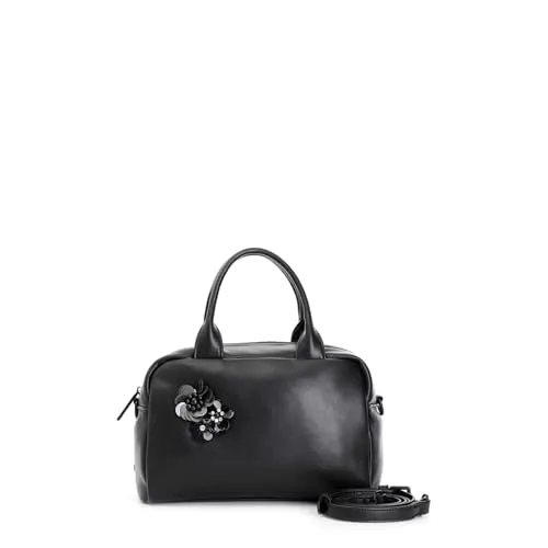 CafèNoir Bauletto Puffy Nero con Fiori Paillettes