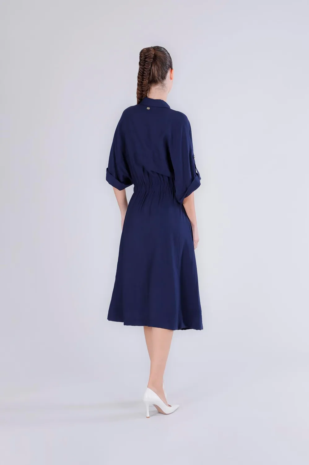 CafèNoir Abito Chemisier Elastico Kimono Navy M