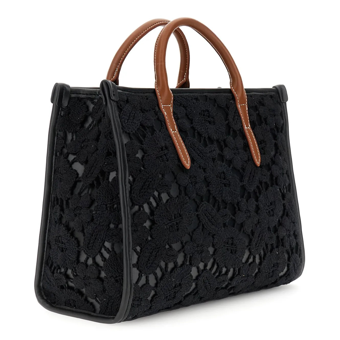 CafèNoir Shopping Bag Piccola Macramè Manici Effetto Pelle