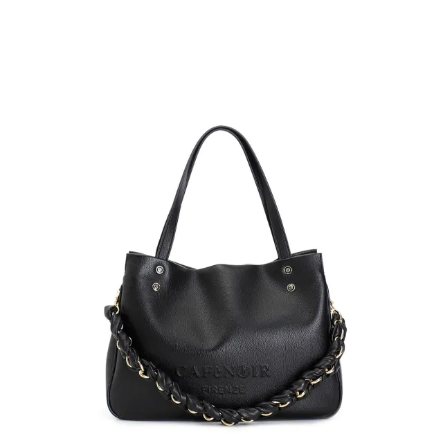 CafèNoir Shopping Catena Borsa Nero Zip 33x25 cm
