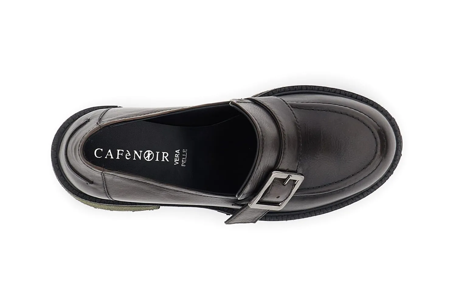 CafèNoir Mocassini Pelle Fibbia Carrarmato Nero