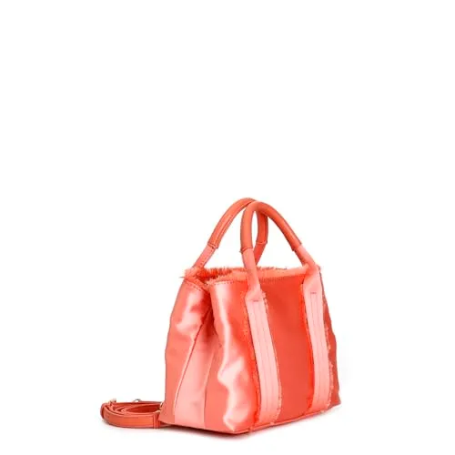 CafèNoir Tote Satin Corallo Sfrangiature Tracolla