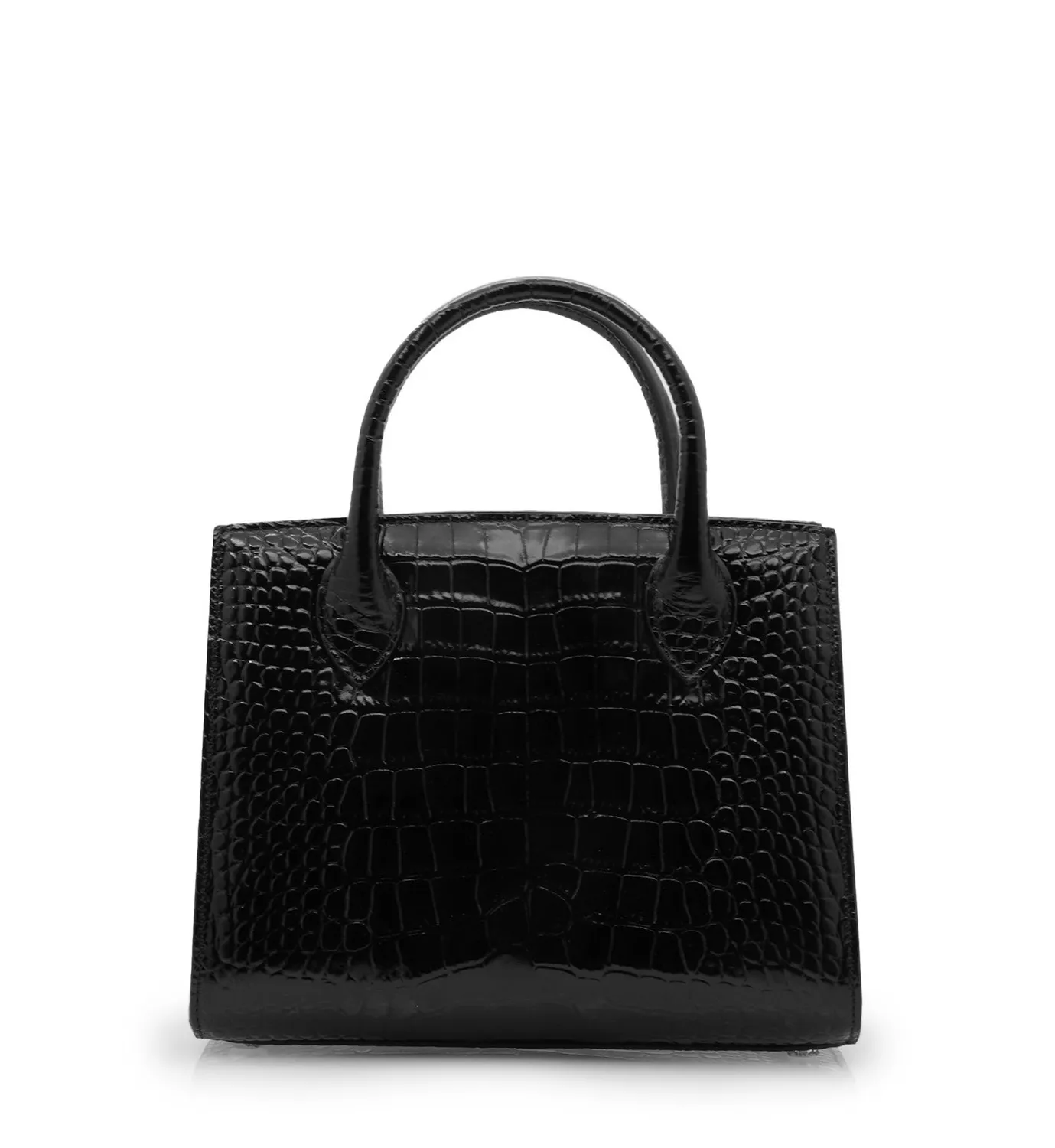 Cardinal Milano Tote Small borsa tote nera vitello stampa coccodrillo