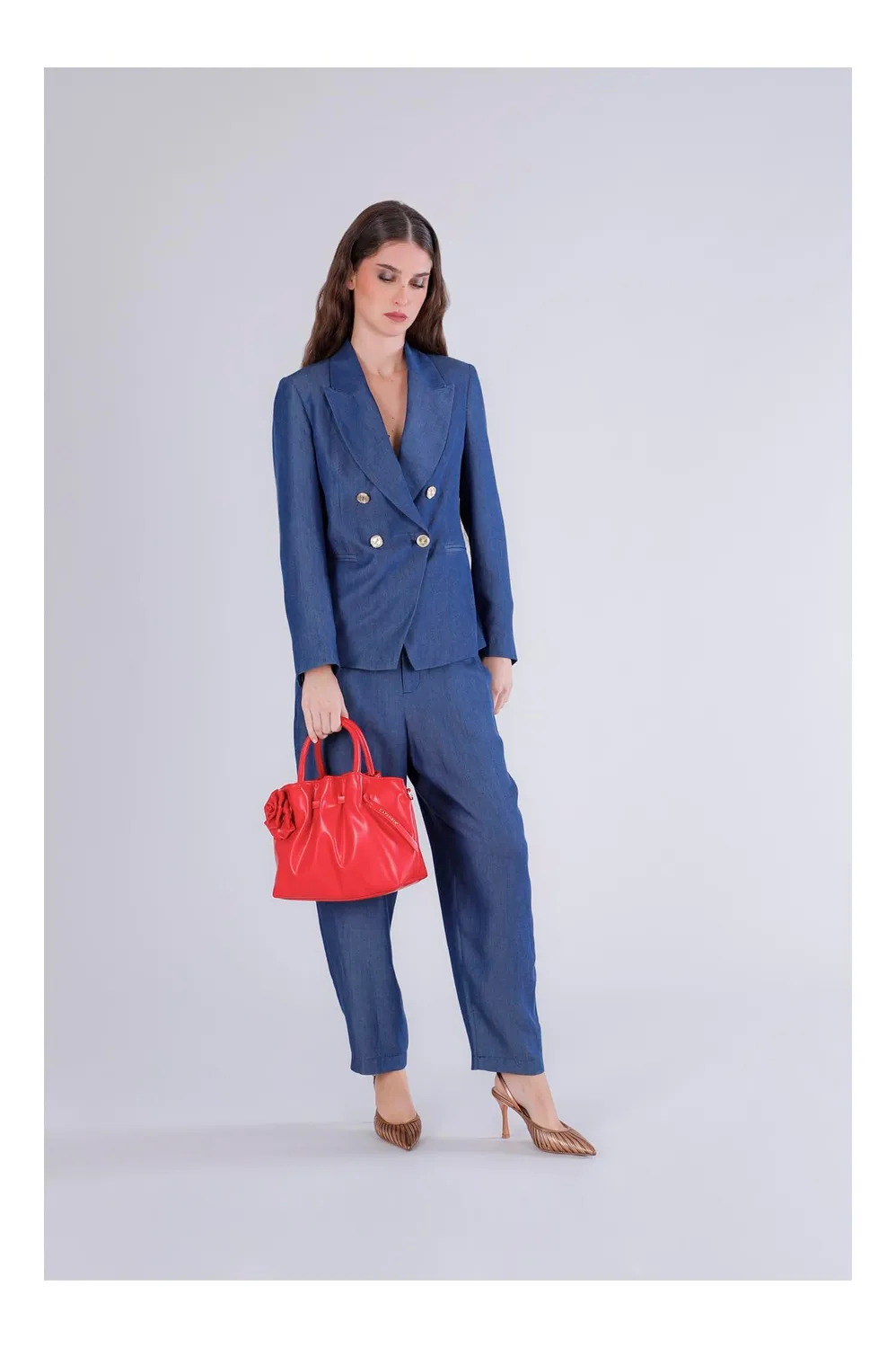 CafèNoir Borsa Mano Donna Nappa Rossa con Pieghe