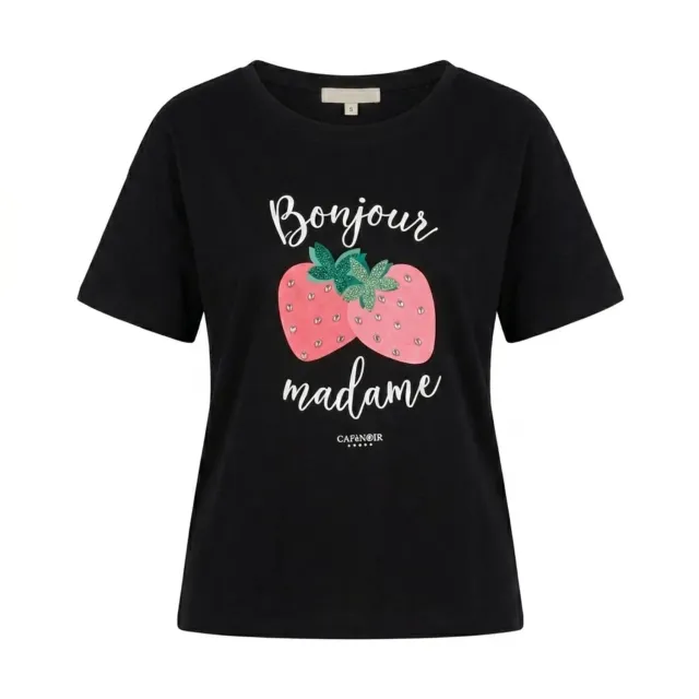 CafèNoir Fragole T-Shirt Donna Nera Taglia M Cotone