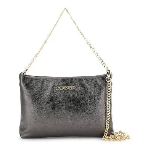 CafèNoir Pochette Pelle Metallizzata con Catena da Donna