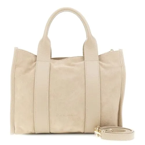 CafèNoir Borsa Camoscio Tortora Manici Pelle