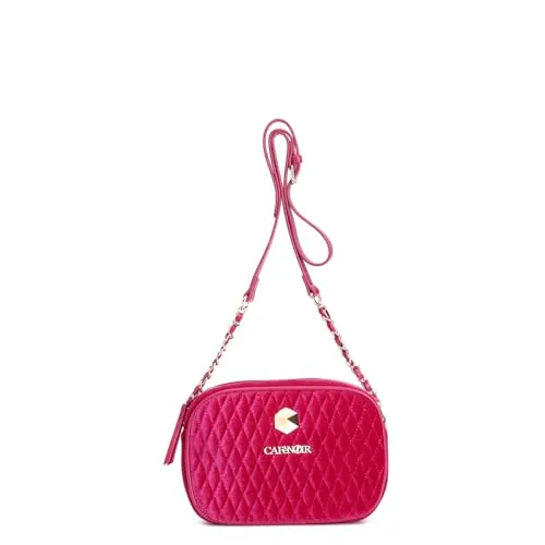 CafèNoir Camera Bag Velluto Trapuntato borsa fuxia catena