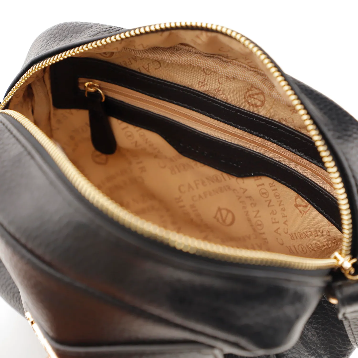 CafèNoir Tracolla Grana Grossa Borsa Nera Zip Frontale