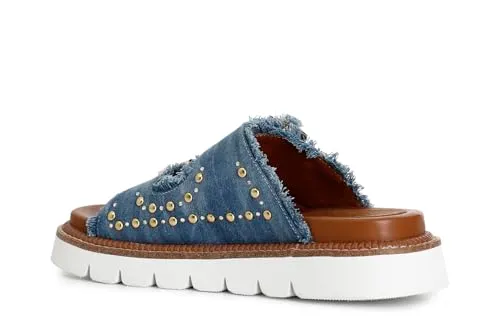 CafèNoir ciabatta donna denim doppia fibbia zeppa