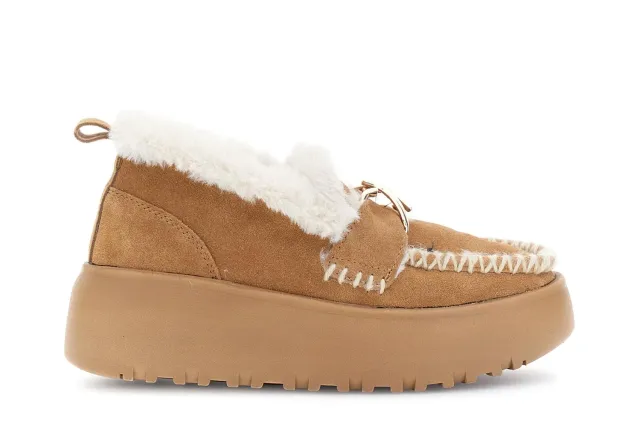 CafèNoir Mocassini pelle scamosciata cuoio platform
