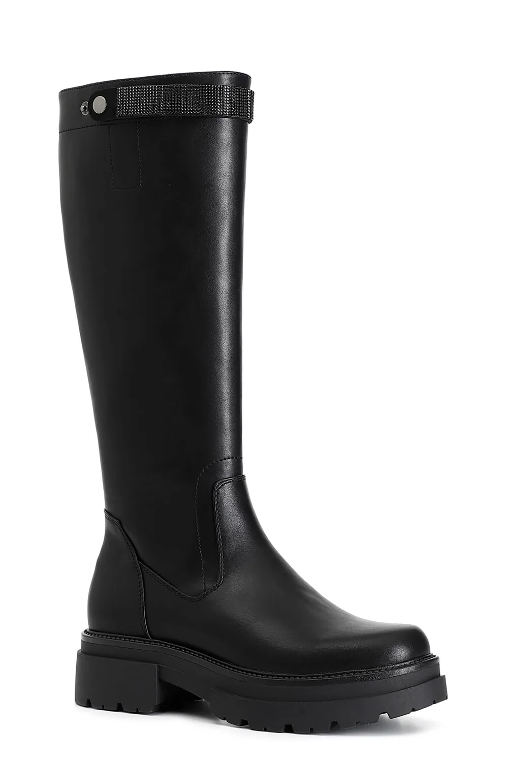 CafèNoir Stivale Donna Nero Similpelle Strass Pelle