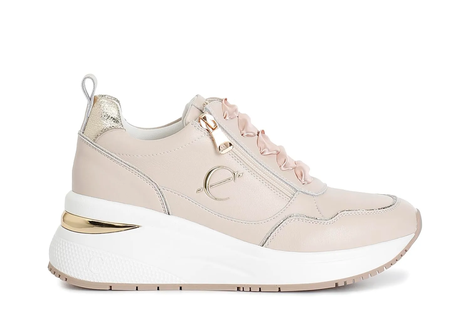CafèNoir running sneakers pelle zip laterale bianco