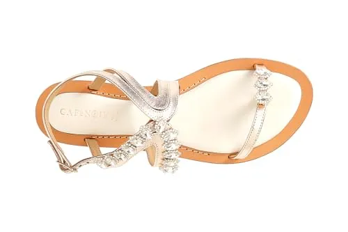 CafèNoir infradito pelle oro rosa strass 39
