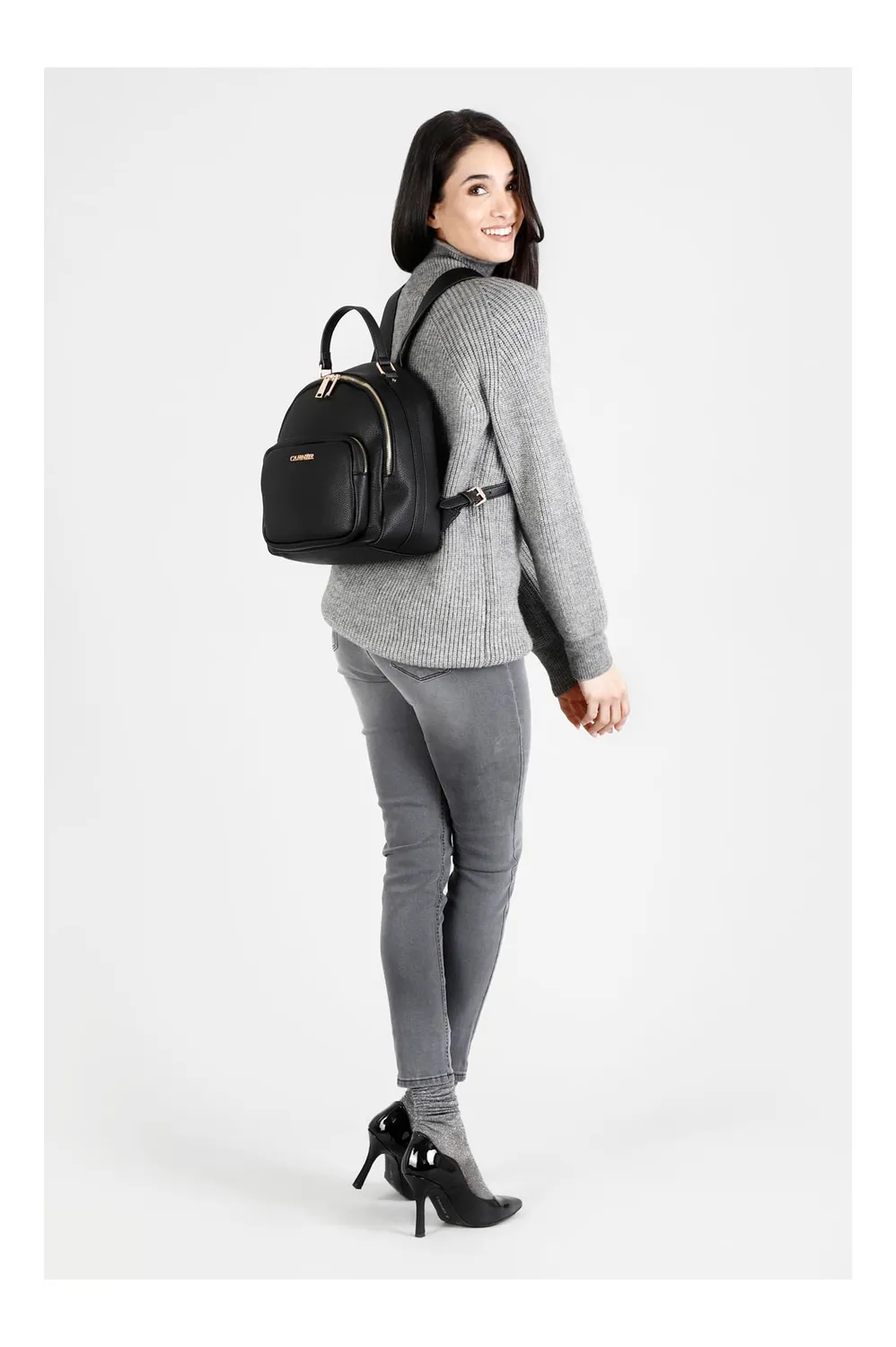 CafèNoir Zaino Donna Nero con Lettere Similpelle