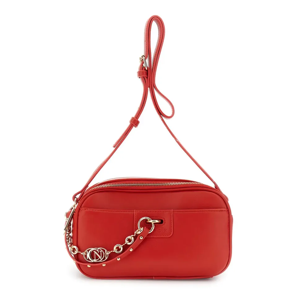CafèNoir Camera Bag Effetto Pelle Borsa Rossa