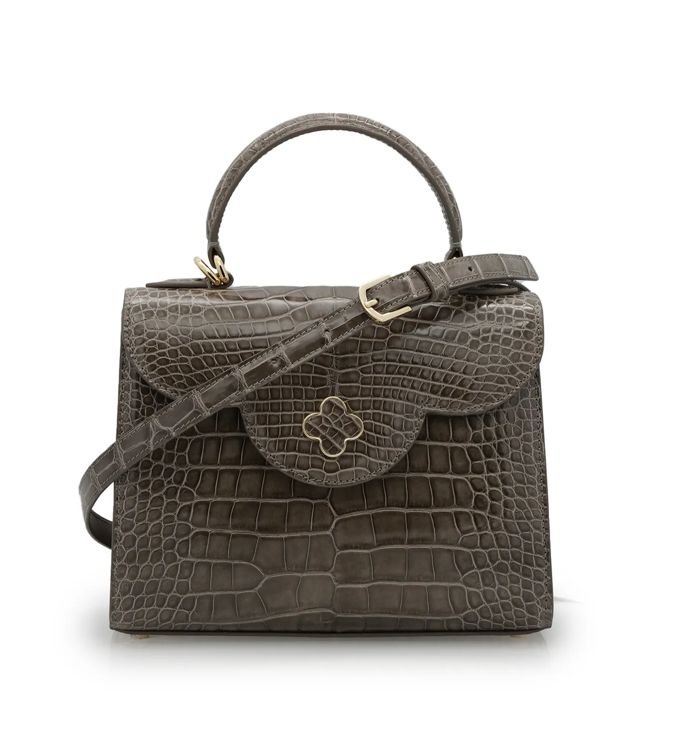 Cardinal Milano First Lady borsa taupe alligatore lucido
