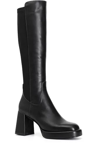 CafèNoir Stivali Donna Pelle Stretch Nero Tacco 80mm