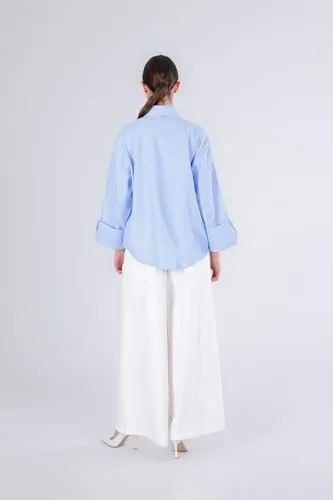 CafèNoir Oxford Camicia Donna Celeste Cotone Gioiello
