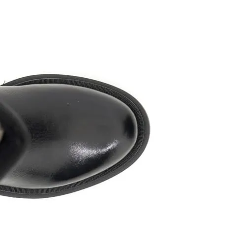 CafèNoir Stivali Pelle Neri Punta Quadrata